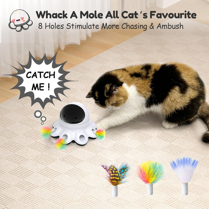 orsda 2-in-1 interactive automatic motion activated cat laser toy with feathers and usb rechargeable