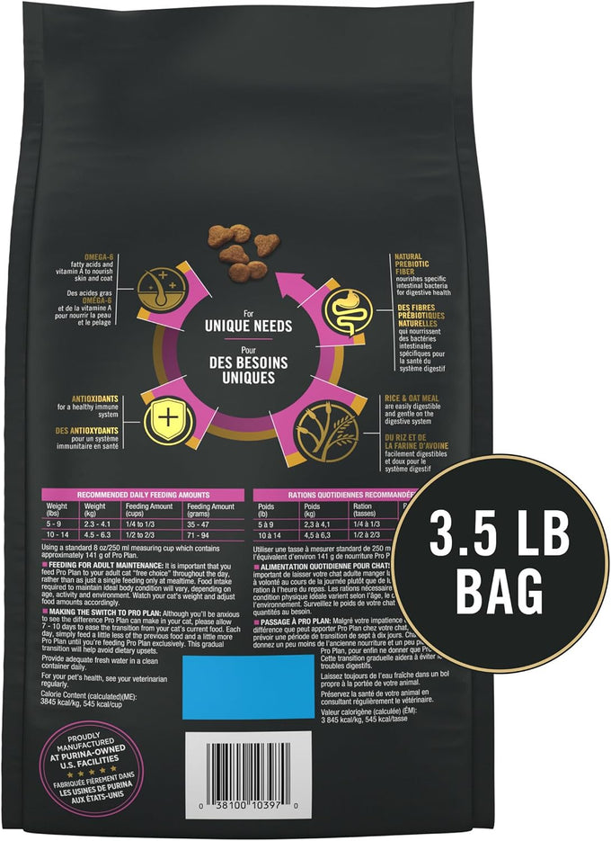 Purina Pro Plan Sensitive Skin and Stomach Senior Cat Food Salmon and Rice Formula - 3.5 lb.