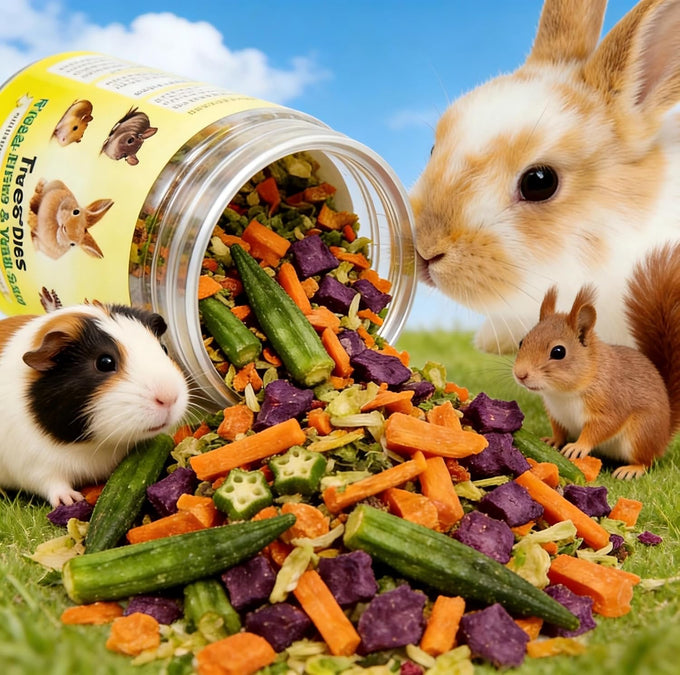Hamster and Bunny freeze-dried fruit and vegetable salad with natural fiber and vitamins, 3.88oz resealable jar