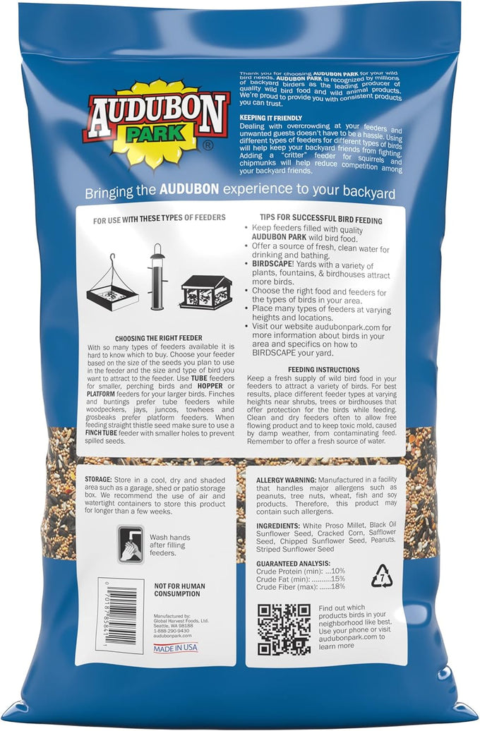 Audubon Park 14-Pound Songbird Blend Bird Food for Outside Feeders and Backyard Wildlife