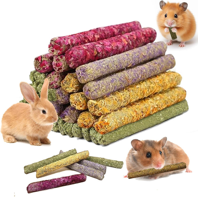 jorewood 33pcs rabbit chew sticks natural timothy grass molar teeth stick guinea pig toys