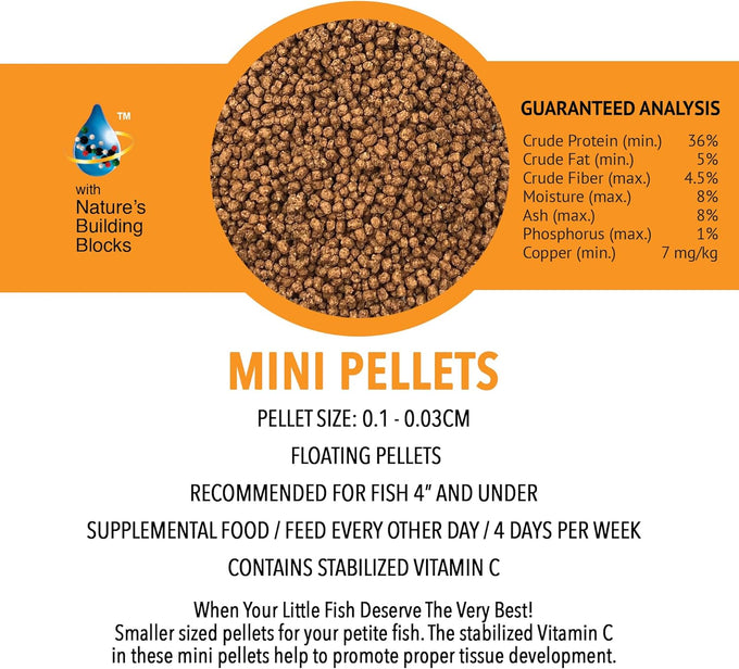 Microbe-Lift Mini Floating Fish Food Pellets for Small Live Goldfish and Koi, 2.25 Pounds, Pond and Water Garden Use