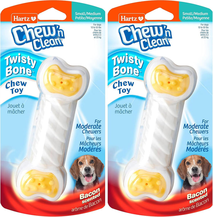 Hartz Chew 'n Clean Twisty Bone Dog Chew Toy, Bacon Scented, Extra Small for Moderate Chewers