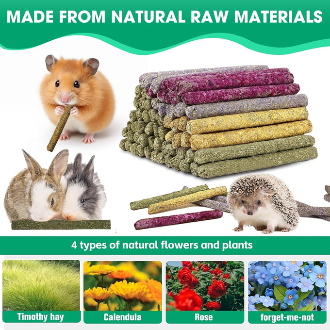 jorewood 33pcs rabbit chew sticks natural timothy grass molar teeth stick guinea pig toys