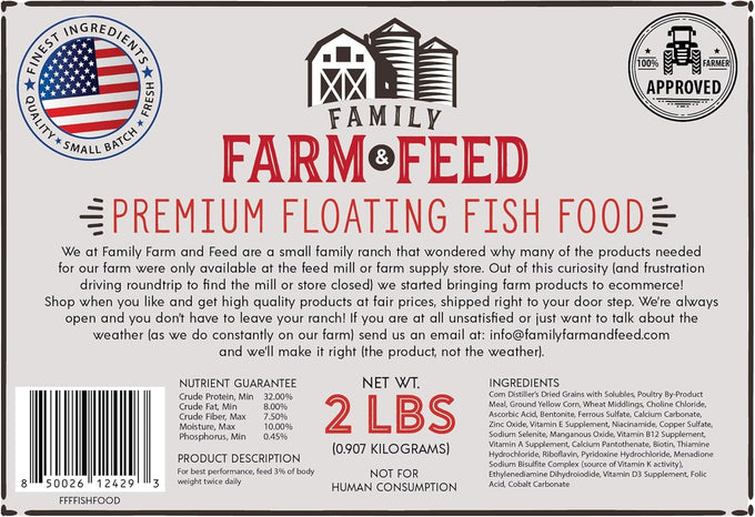 Premium floating pellets for pond and lake fish, 2 pounds, complete nutrition