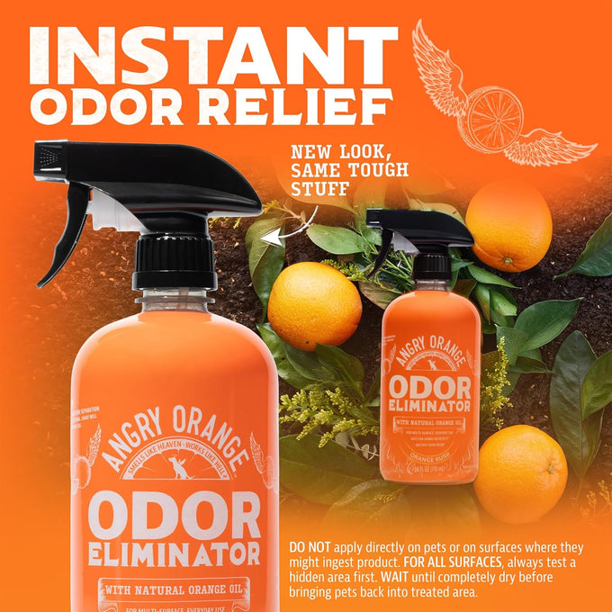 Angry Orange Pet Odor Eliminator - 24 oz Orange Rush Scent, Citrus Cleaner for Dog and Cat Urine Stains