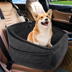 NEEZUKAR Dog Car Seat for Small Medium Dogs, detachable washable dog booster seat under 30lbs, pet car seat travel bed with storage