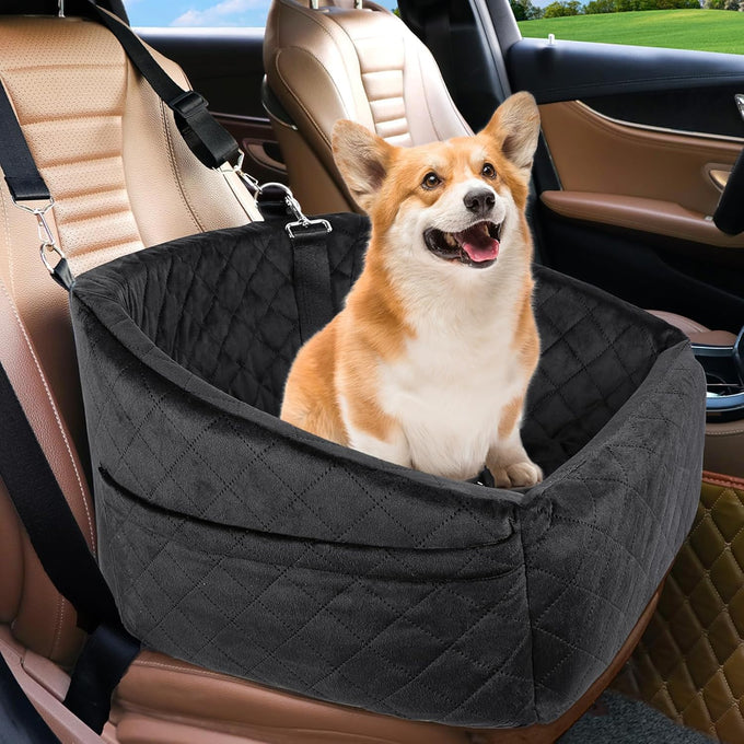 NEEZUKAR Dog Car Seat for Small Medium Dogs, detachable washable dog booster seat under 30lbs, pet car seat travel bed with storage