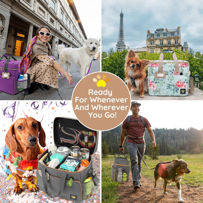 grey dog travel bag for dogs and cats with multi-function pockets and airline compliant design