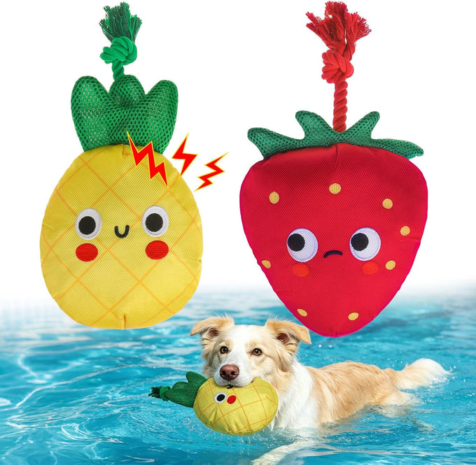 Beautyzoo floating dog water pool toys 2 pack, squeaky whale & crab design, medium/large dogs, durable summer water dog toy
