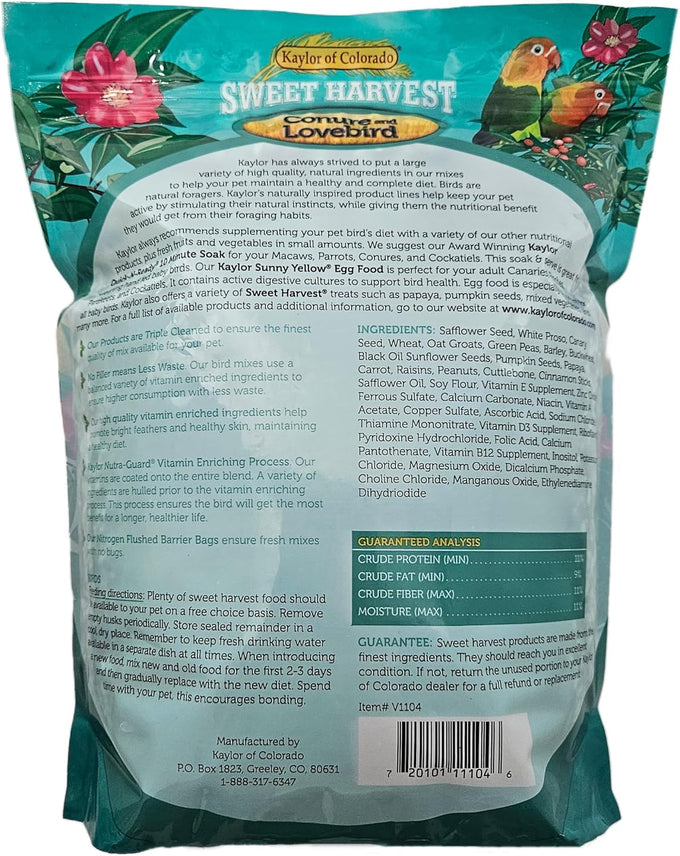 Premium conure and lovebird bird food, 4 lbs triple cleaned seed mix with natural ingredients