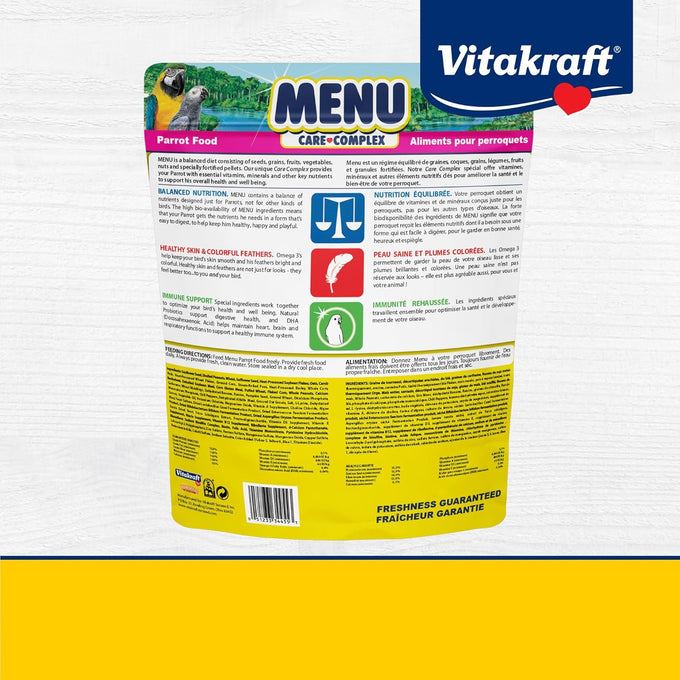 Vitakraft Menu Premium parrot food for large birds, macaw, amazon, conure, and parrot, 5-pound pack