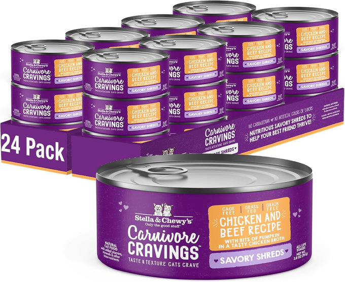 stella-chewys-carnivore-cravings-savory-shreds-wet-cat-food-high-moisture-formula-with-premium-cage-free-chicken-and-grass-fed-beef