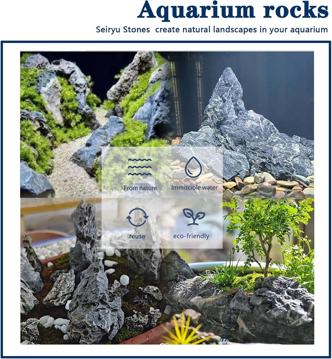 Seiryu natural stones 5lb 2-6 inch for aquariums, fish tanks, bonsai, terrariums and indoor gardens
