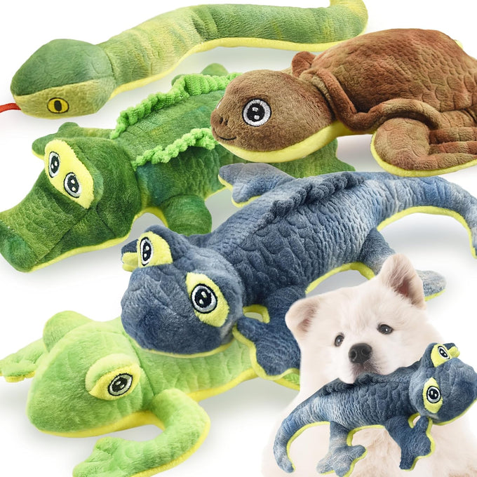 lechong stuffed animal dog toys 5 pack tough squeaky dog toys plush toys assortment woodland series chew toys