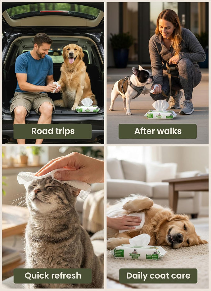 Pogi's hypoallergenic dog grooming wipes - gentle, fragrance-free, 100 count, for paws, body & butt