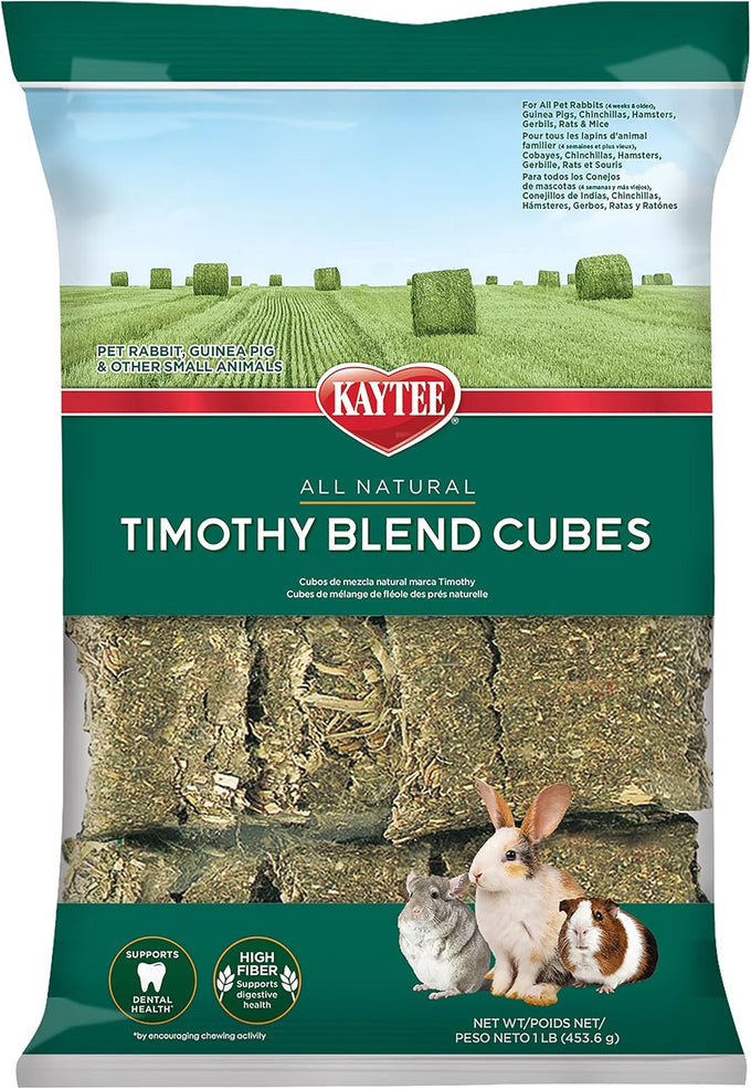 Kaytee Timothy and Alfalfa hay cubes for pet rabbits, guinea pigs, and small animals, 1 pound, high fiber and low protein content