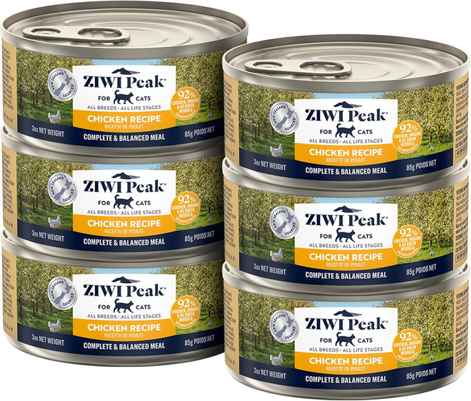 Ziwi Peak beef wet cat food, grain free, high protein, limited ingredient diet with superfoods, case of 6, 3oz cans