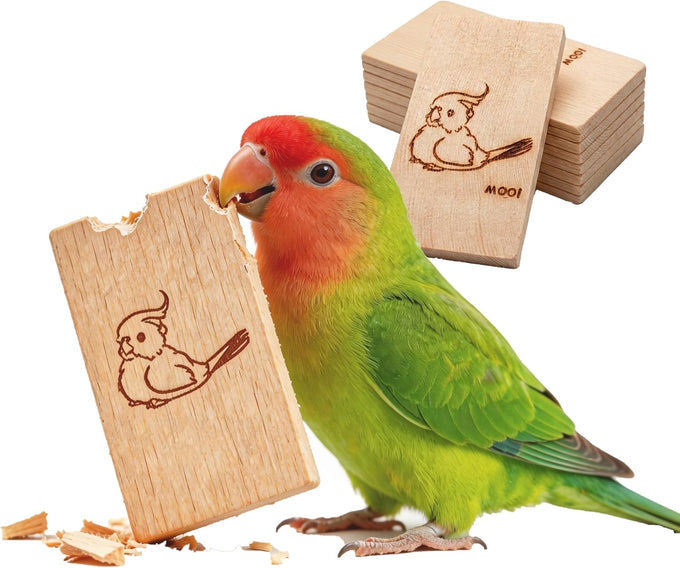 GiggleGrip Natural Pine Wood Bird Chew Toys - 100% Natural Beak Trimming & Shredding Wood Chips for Small Medium Birds
