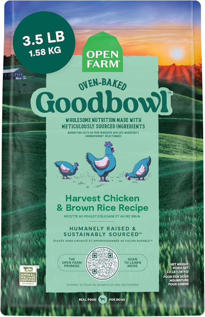Open Farm Goodbowl, Oven-Baked Small Batch Dry Dog Food - Wild Caught Salmon & Brown Rice Recipe, Includes Non-GMO Produce & Grains, 22lb Bag (352oz Bag)