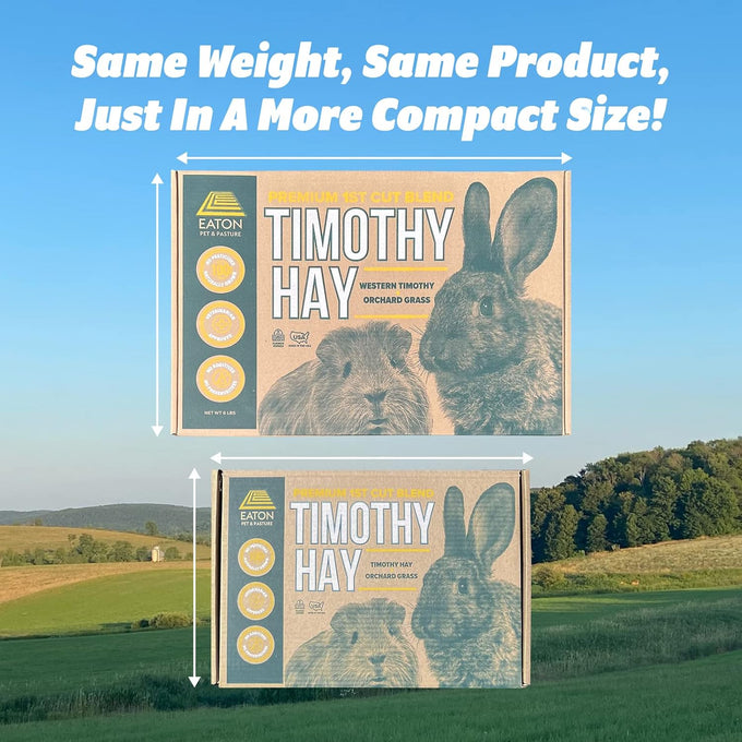 Eaton premium 1st cut western timothy hay orchard blend small animal food 6lb box sustainable eco-friendly