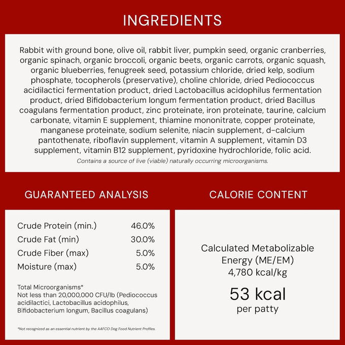 Stella & Chewy's freeze-dried raw rabbit dinner patties high protein grain-free puppy dog food for picky eaters 5.5 oz
