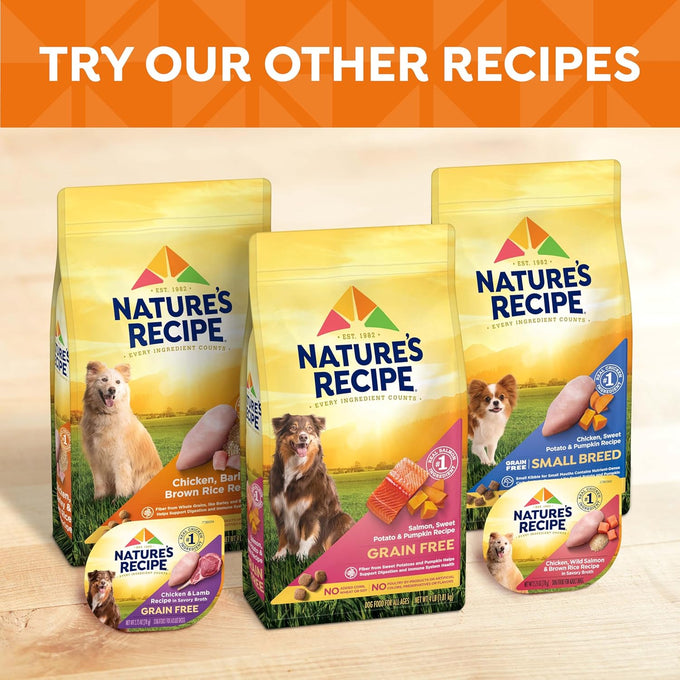 Nature's Recipe grain-free dry dog food, 4 lb bag, salmon, sweet potato and pumpkin recipe