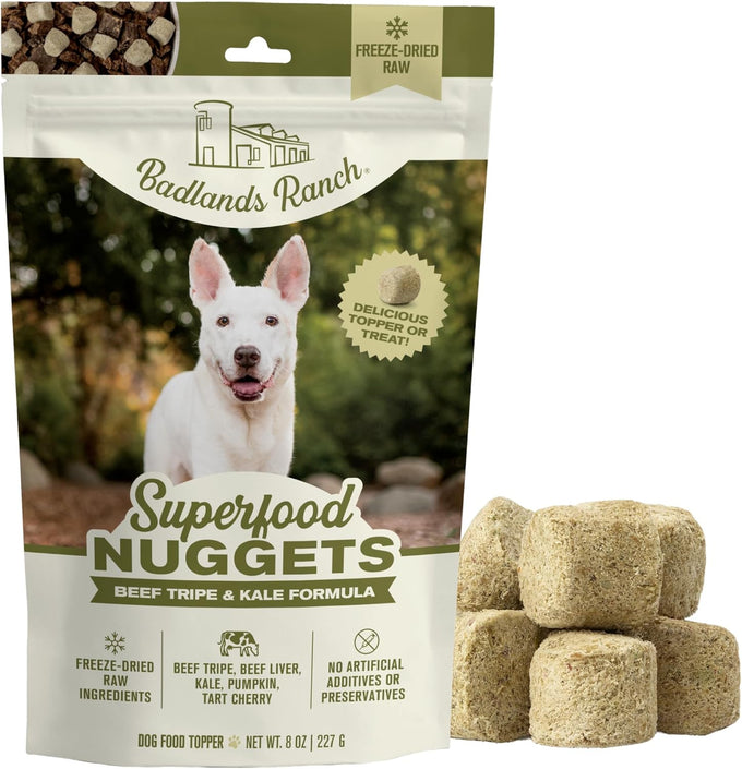Badlands Ranch Freeze-Dried Duck & Kale Dog Treats, High Protein, No Artificial Additives, 8oz Bag