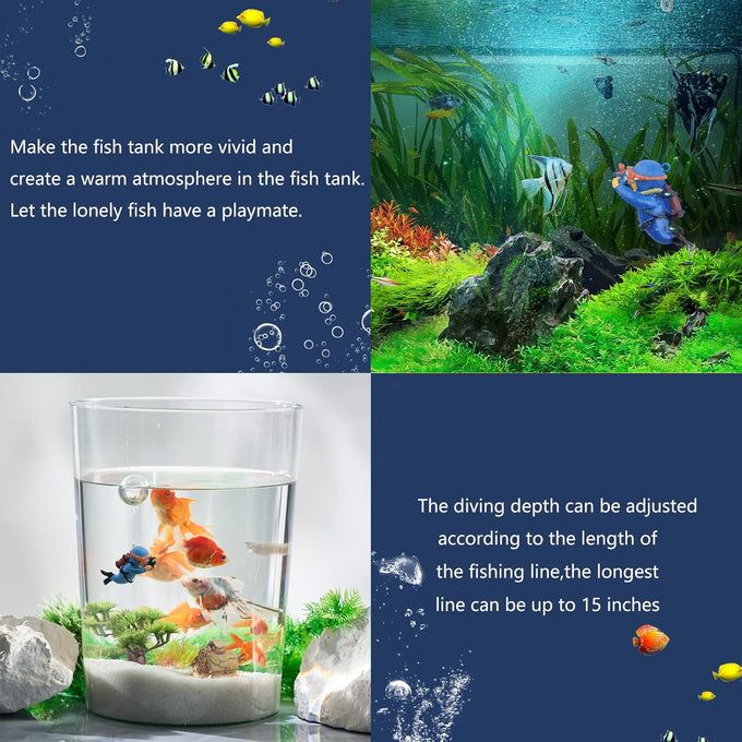 onesimcr floating fish tank decorations, aquarium accessories, diver decoration for all fish tanks, eco-friendly resin, adjustable position