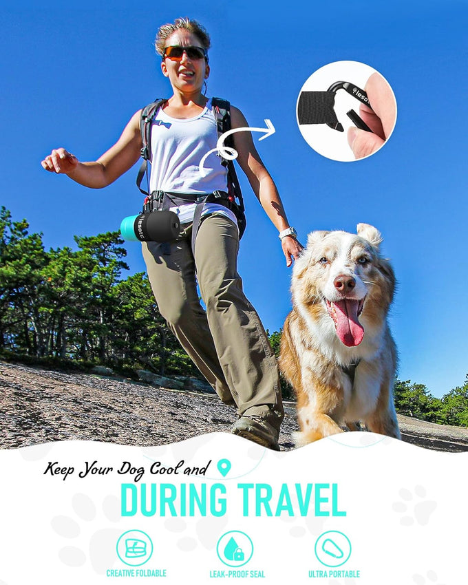 lesotc 35oz portable dog water bottle with leak-proof travel water bowl and squeeze bottle for outdoor walking and hiking