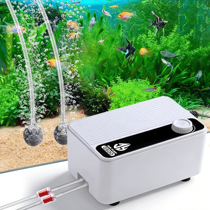 Aquarium Air Pump, 2.3W/5.5W/8W, Adjustable Fish Tank Bubbler for Small to Large Aquariums, up to 200 Gallons