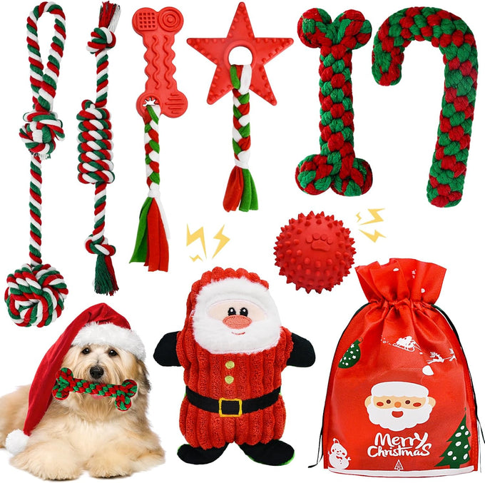 mrsohret 20pcs puppy chew toys for teething dog rope treat balls plush squeaky toys for small medium dogs