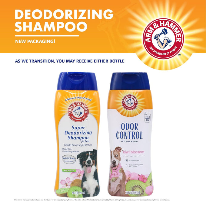 Arm & Hammer Deodorizing Dog Shampoo with Baking Soda, Tearless Moisturizing Formula, Fresh Kiwi Blossom Scent, 20 Fl Oz