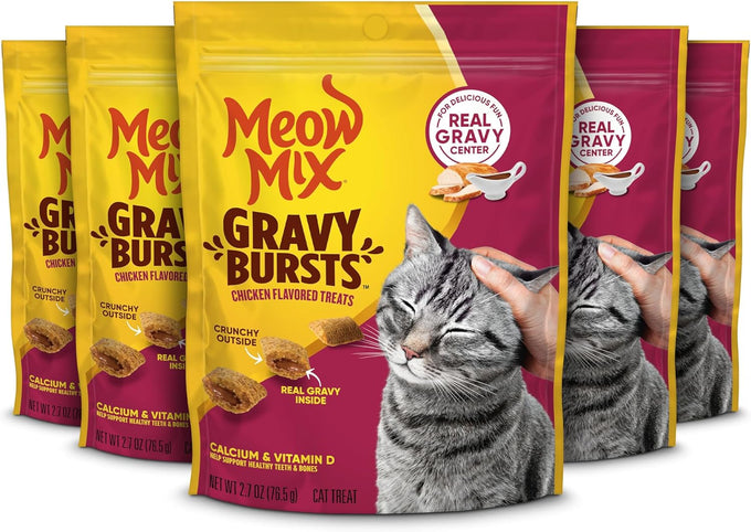 Meow Mix Gravy Bursts Gravy Filled Pieces Savory Chicken Flavors, Dry Cat Food, 13.5 lb. Bag