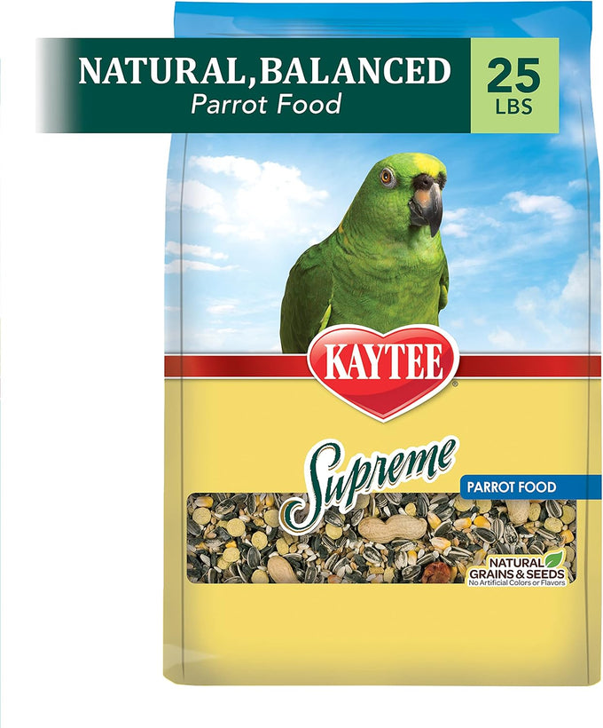Kaytee Supreme Pet Parrot Food, 20 lb, Natural Seeds and Grains, Veterinarian Recommended