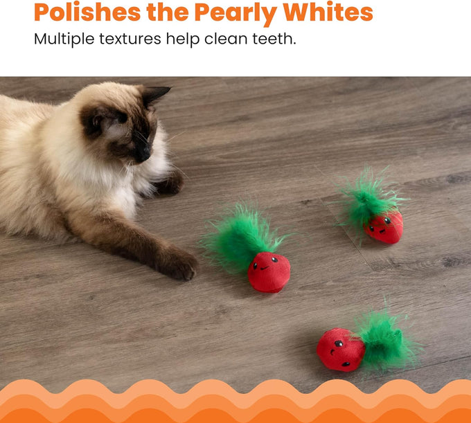 Catstages Strawbabies 3-Pack interactive cat toys for kittens and indoor cats with catnip, feathers, and crinkle