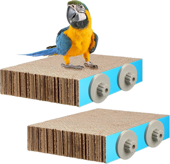 Skyygemm 2-piece bird perch for macaws, parakeets, conures, budgies, finches, and cockatiels with robust corrugated paper