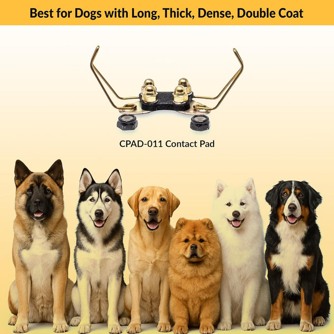 educator cpad-011 winged brass contact pads for dog training collar receivers, fits rx-090 rx-120 rx-1000, for long & thick coat dogs