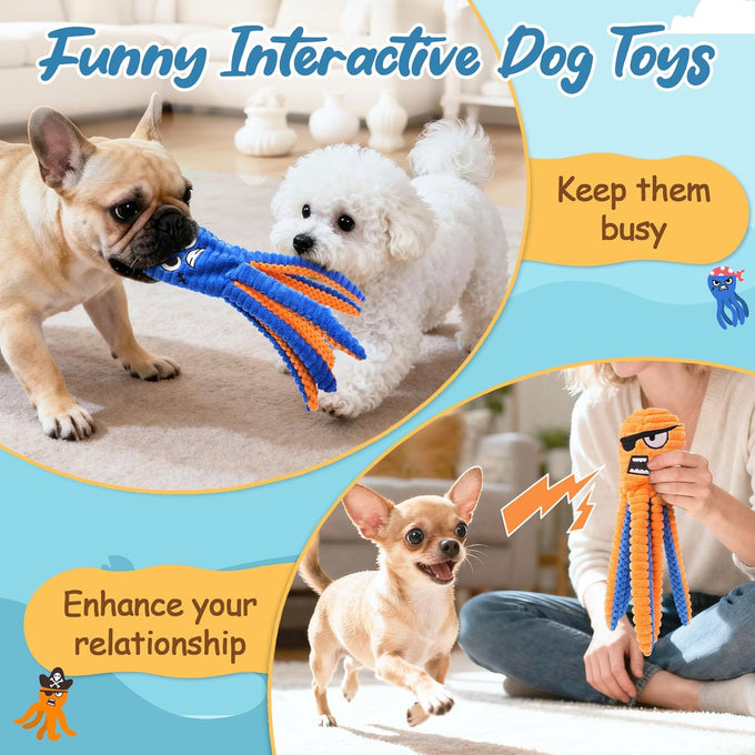 Zeaxuie 2-Pack Crinkle Octopus Dog Toys for Small & Medium Breed Aggressive Chewers