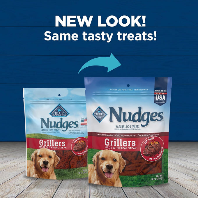 Blue Buffalo Nudges Grillers Natural Dog Treats, Steak 10oz, Real Steak First Ingredient
