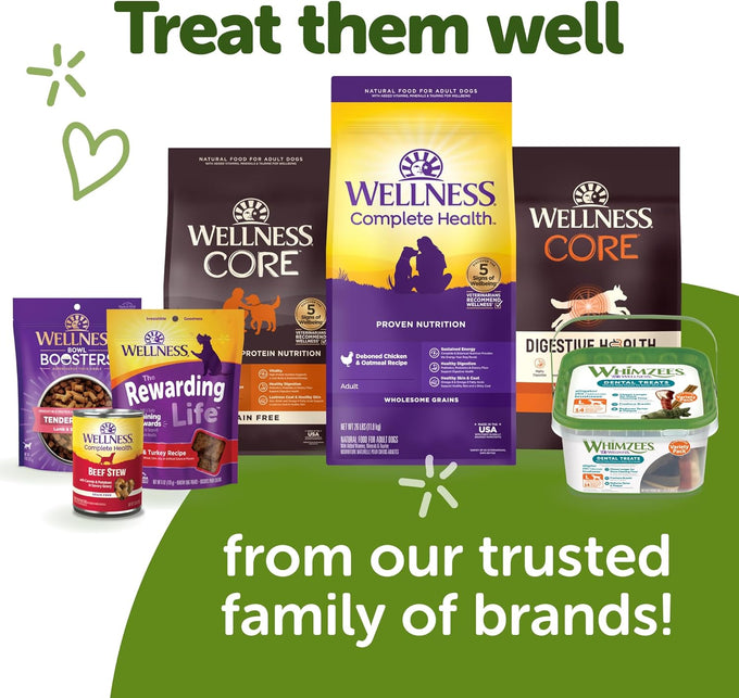 Whimzees Wellness Brushzees Small Size Dog Dental Treats, 24 Count, 12.7 oz Bag – VOHC Accepted Chews for Fresher Breath, Plaque & Tartar Reduction, and Gum Health.