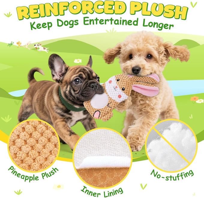 xiugoal 3 pack no stuffing interactive dog toys for small medium breeds with crinkle squeaky sounds