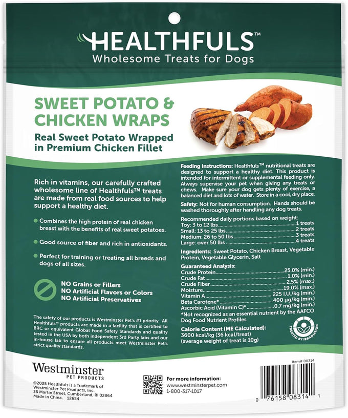 healthfuls chicken wrapped sweet potato dog treats 16oz high protein low fat usa lab tested