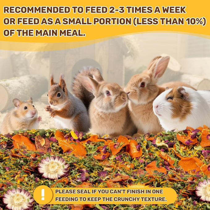 Sukh Natural Botanical Rabbit Treats for Guinea Pigs and Hamsters - 160g Mix of Freeze Dried Fruits, Vegetables, and Flowers