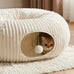 Cat tunnel bed with 40 interactive toys, collapsible play tunnel for indoor kittens, white