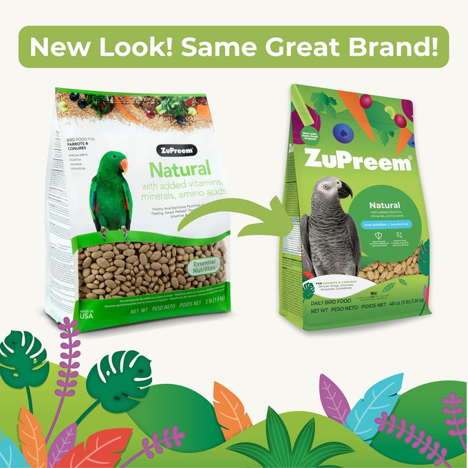 ZuPreem natural parrot pellets for medium to large African Greys, Amazons, Eclectus, and Caiques, 6 lb total