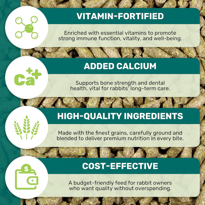 Leach Alfalfa Rabbit Pellets, 5 lbs, All Natural, Healthy Bones, Teeth, and Digestion, Essential Vitamins