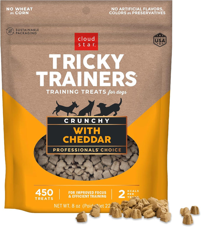 Cloud Star Tricky Trainers 12 oz. Cheddar Flavor Low-Calorie Dog Training Treats for Small Medium Large Breeds 680 Pieces
