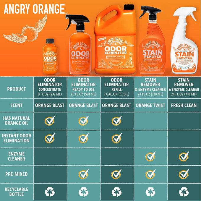 Angry Orange Pet Odor Eliminator - 24 oz Orange Rush Scent, Citrus Cleaner for Dog and Cat Urine Stains