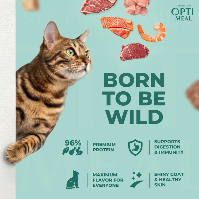 Optimeal 3oz grain free adult cat food wet pouches, high protein premium nutrition with natural European ingredients in savory gravy, pack of 12